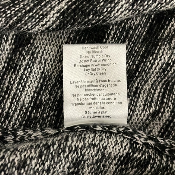 Talula Open Cardigan Sweater Marled Black Gray Size Large Angora Cashmere Blend - Picture 7 of 9